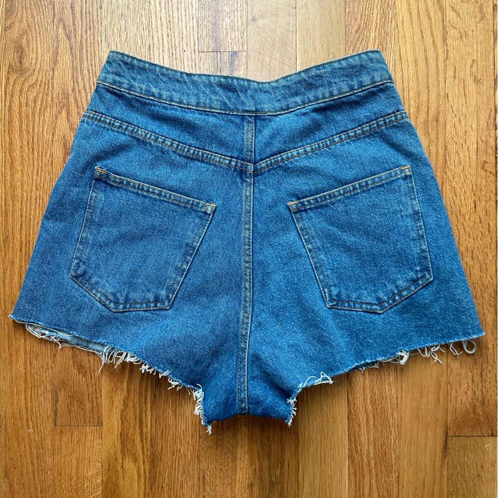Farm Rio Ultra High Rise Crochet Denim Shorts - Picture 4 of 6